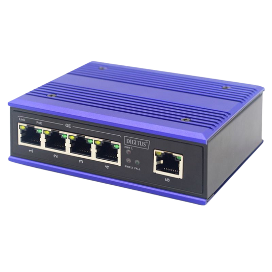 DIGITUS 4 PORT GIGABIT NETZWERK POE SWITCH, INDUSTRIAL, UNMANAGED, 1 RJ45 UPLINK