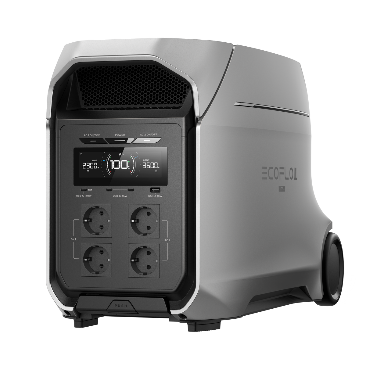 EcoFlow DELTA 3 Ultra Plus Powerstation mit Display und vielseitigen Anschlüssen für mobilen Strom