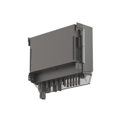 EcoFlow PowerOcean Plus Hybridwechselrichter mit Anschlüssen Lüftungsgittern und Anzeige