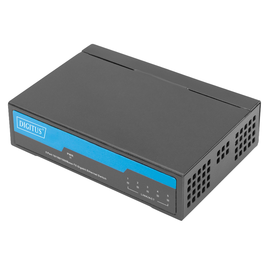 DIGITUS 5 PORT GIGABIT NETWORK SWITCH, DESKTOP, METALL GEHÄUSE