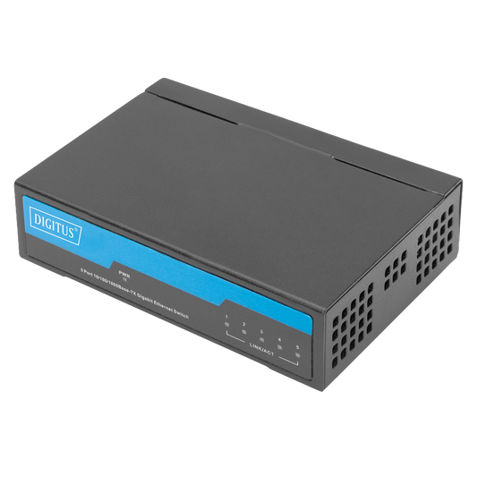 DIGITUS 5 PORT GIGABIT NETWORK SWITCH, DESKTOP, METALL GEHÄUSE