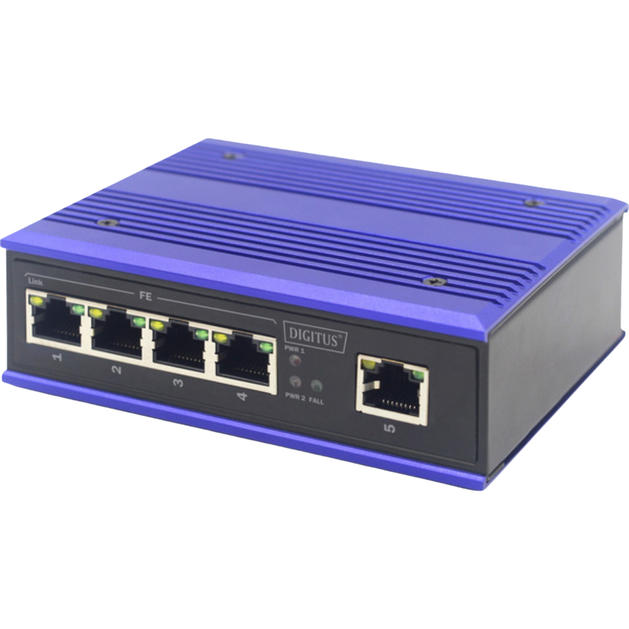 DIGITUS 4 PORT GIGABIT NETZWERK SWITCH, INDUSTRIAL, UNMANAGED, 1 RJ45 UPLINK