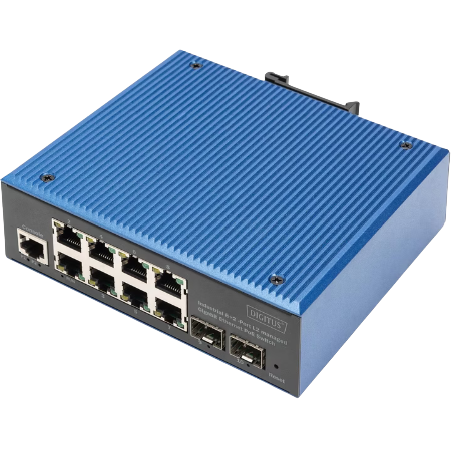 DIGITUS INDUSTRIELLER 8+2-PORT L2 MANAGED GIGABIT ETHERNET POE SWITCH