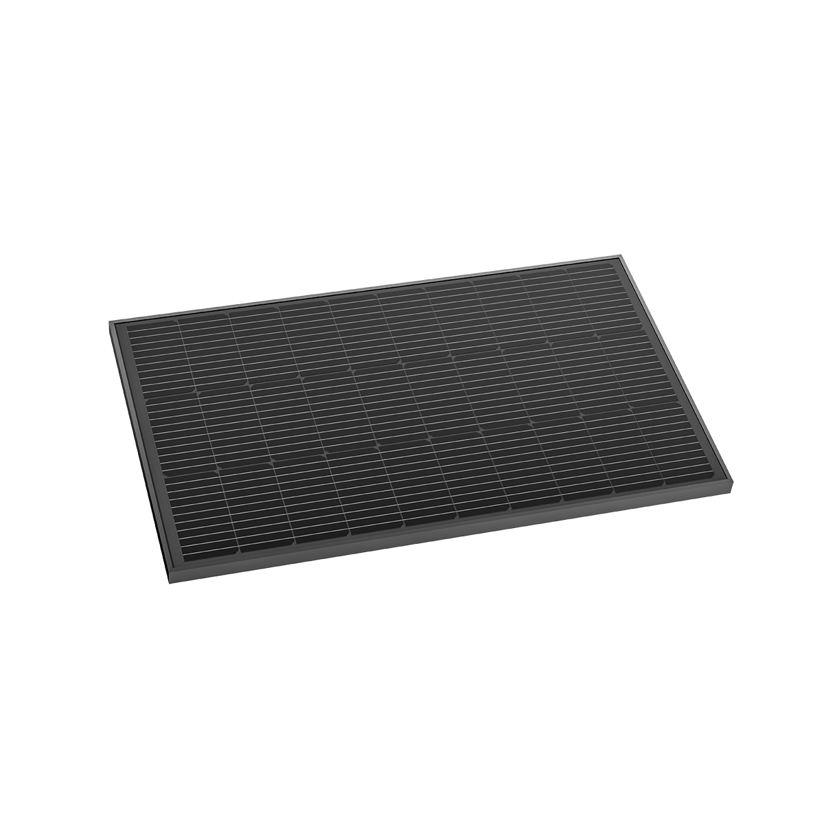 EcoFlow 100W Solarpanel mit schwarzem Rahmen und typischem Zellmuster in Nahaufnahme