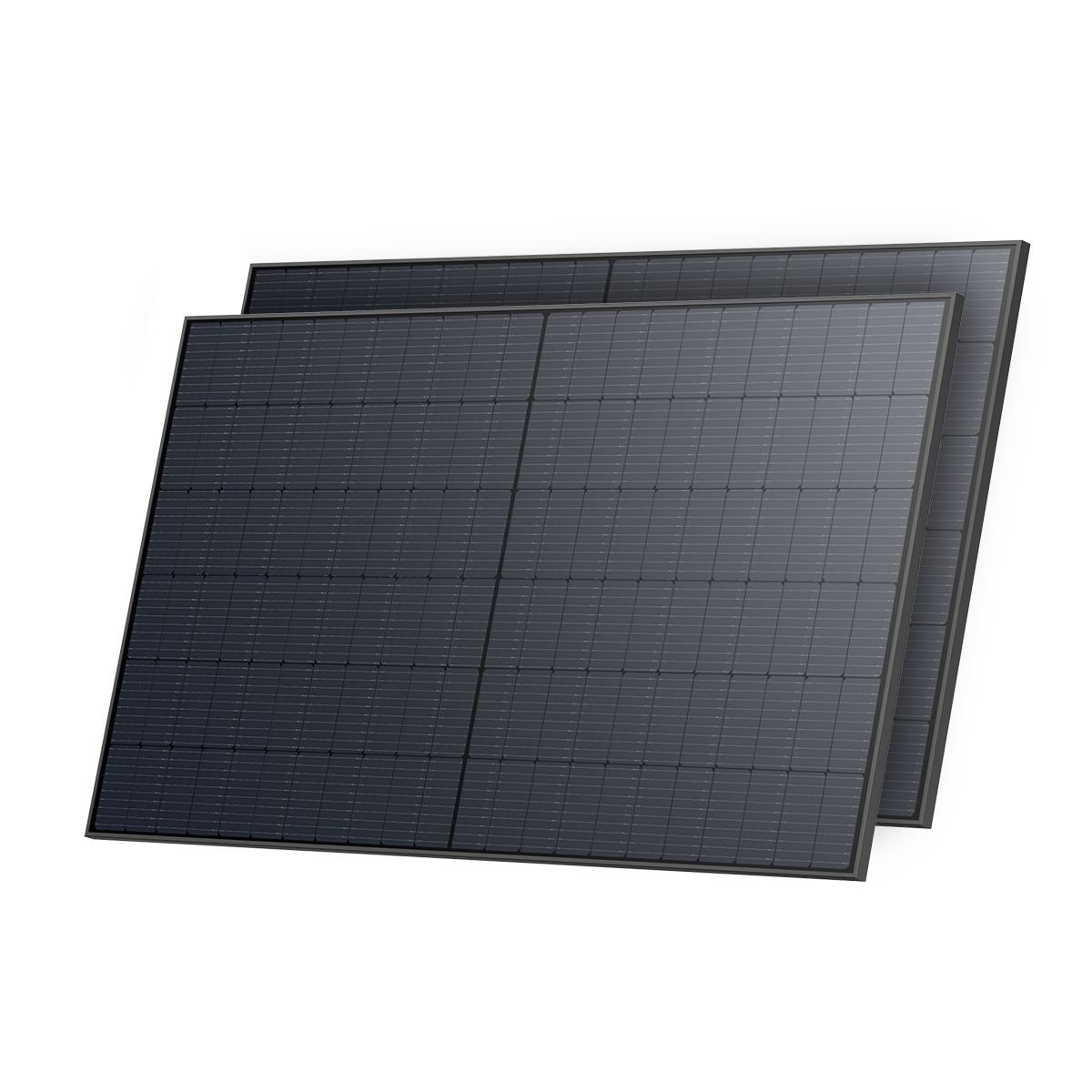 Zwei überlappende starre Solarpanels mit Gitterstruktur aus photovoltaischen Zellen