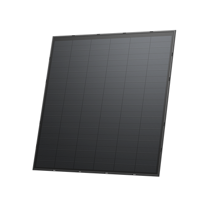 Schwarzes starres Solarpanel mit Gitterstruktur aus photovoltaischen Zellen