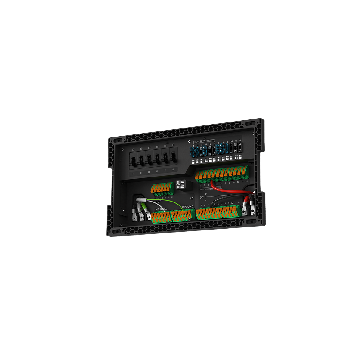 EcoFlow AC DC Verteilungspanel mit Sicherungen Schaltern und Anschlüssen für Stromkreise