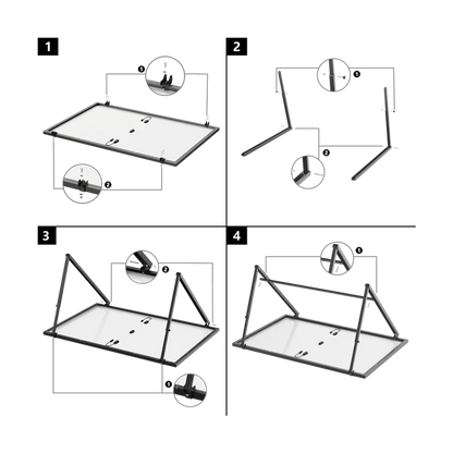 Montageanleitung für EcoFlow Solarpanel Halterung mit vier Schritten und Detailansichten