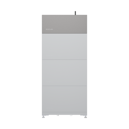 EcoFlow PowerOcean Wechselrichter mit grauem Kopfteil und drei weißen Modulen