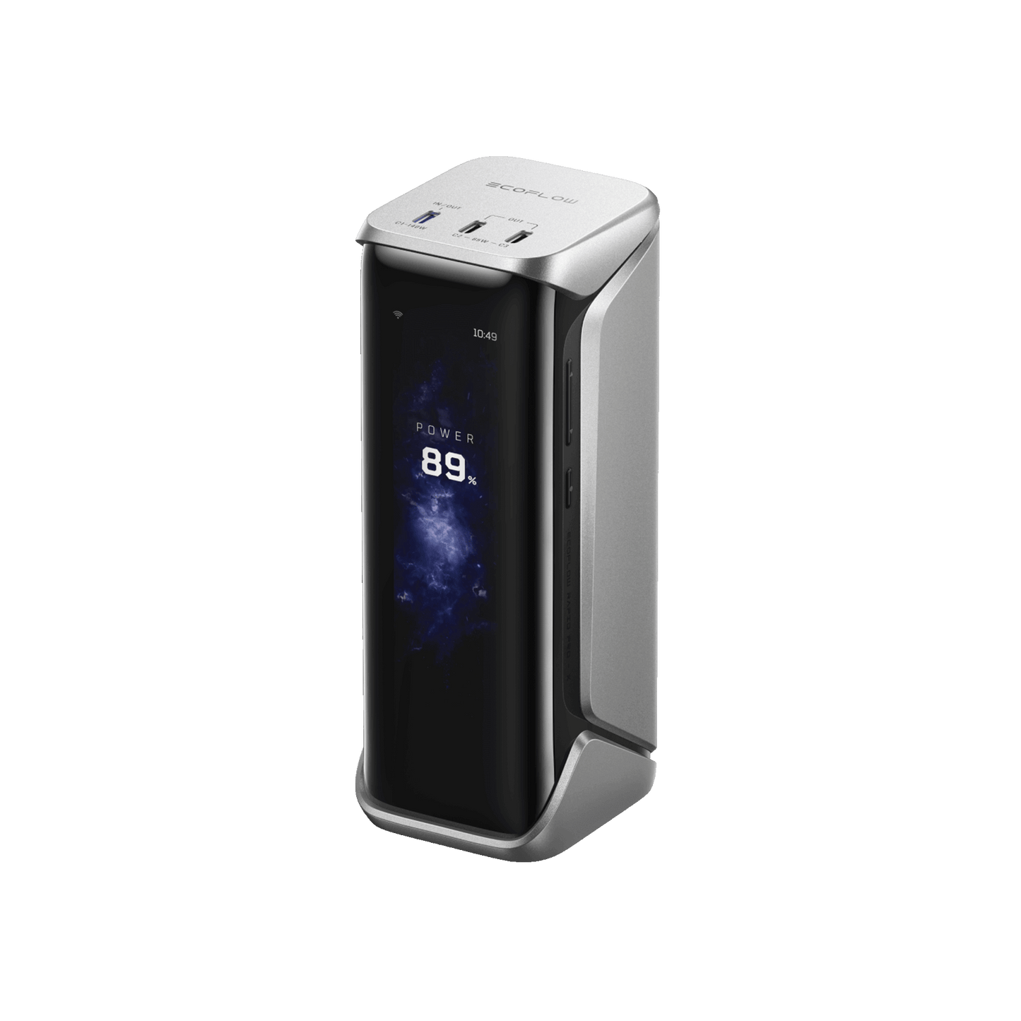 Modernes EcoFlow Gerät mit 89 Prozent Akkustand und USB Anschlüssen auf der Oberseite