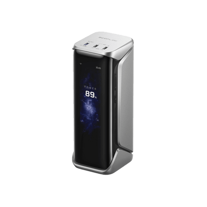 Modernes EcoFlow Gerät mit 89 Prozent Akkustand und USB Anschlüssen auf der Oberseite