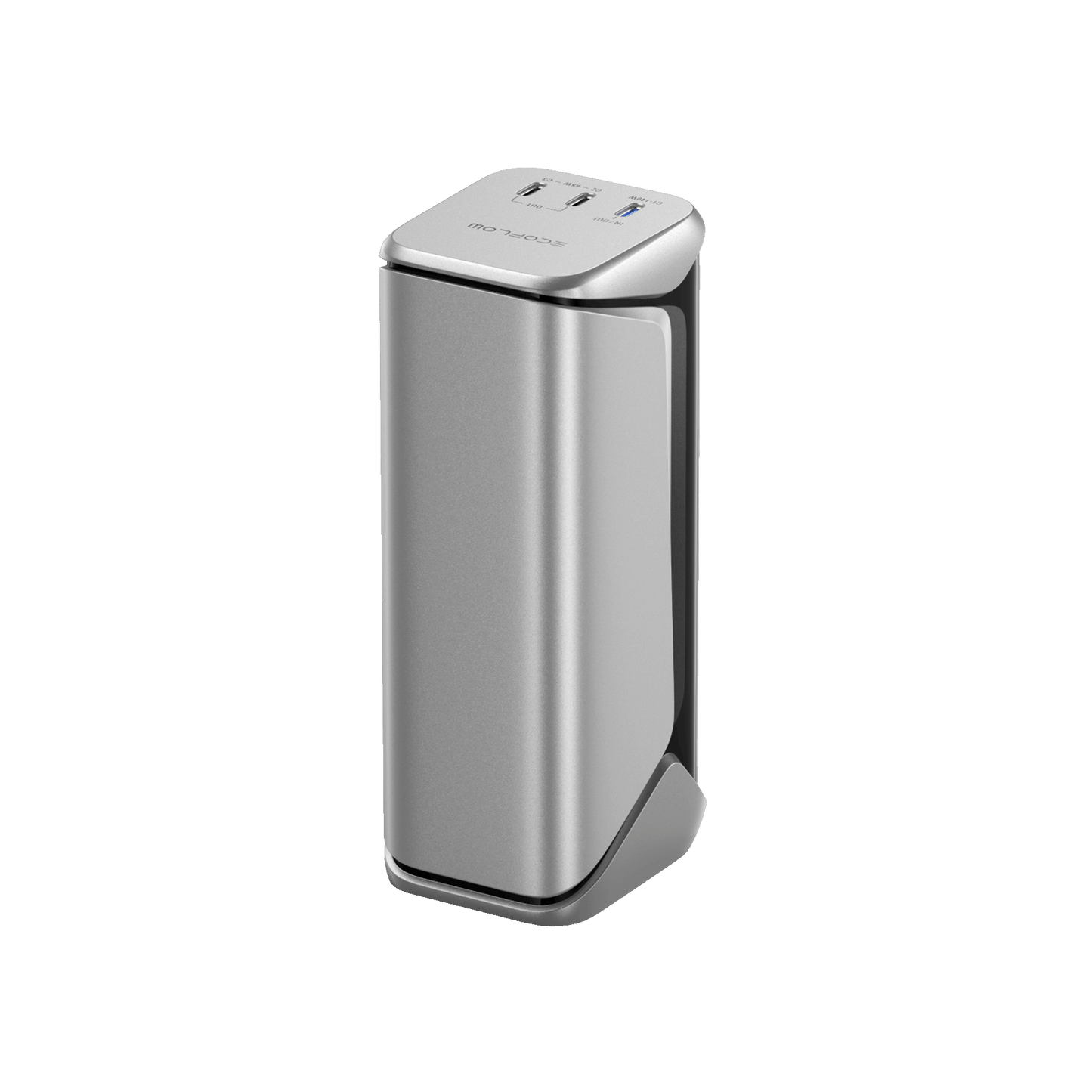 EcoFlow Rapid Pro X Powerbank mit USB Anschlüssen in elegantem silbernem Design für unterwegs