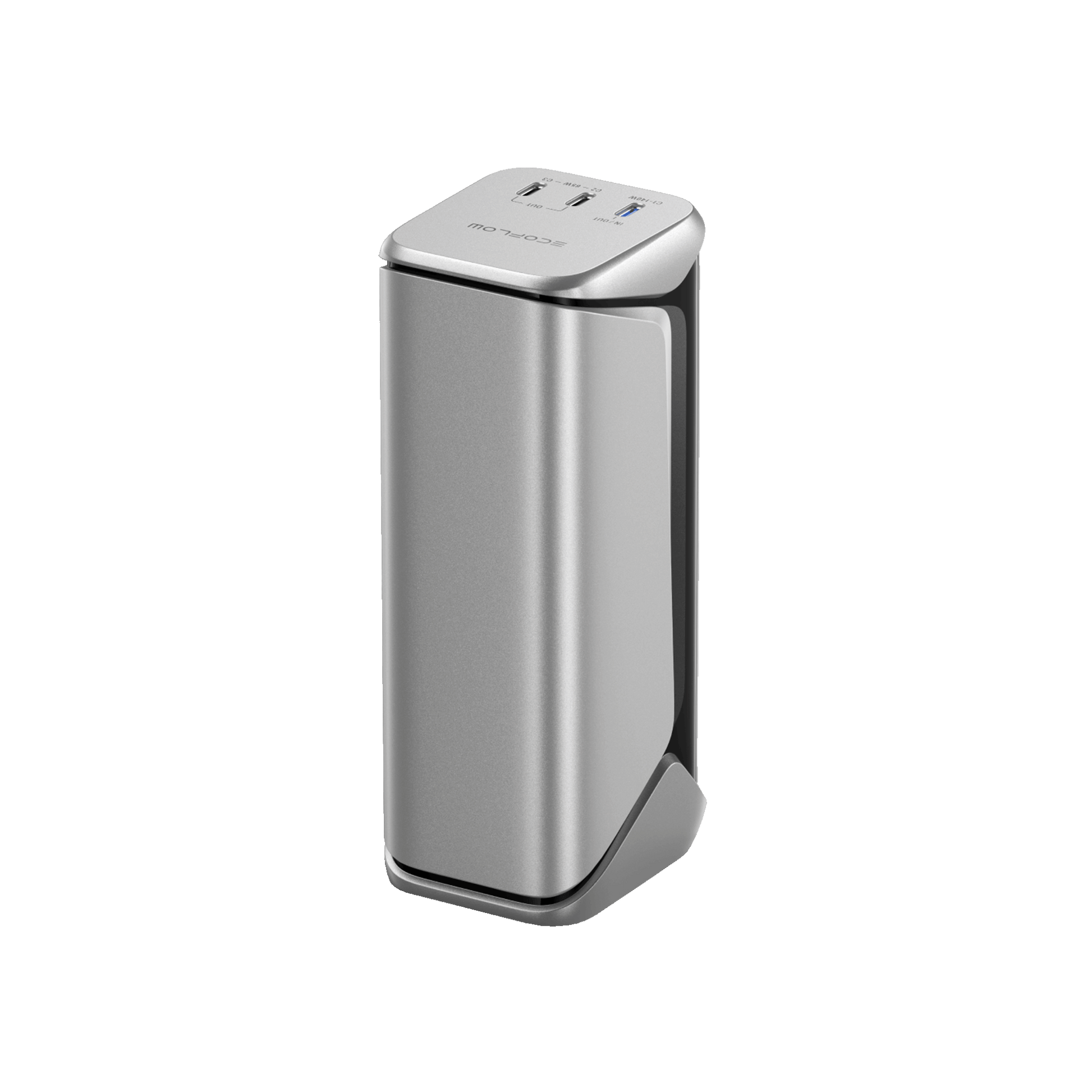EcoFlow Rapid Pro X Powerbank mit USB Anschlüssen in elegantem silbernem Design für unterwegs