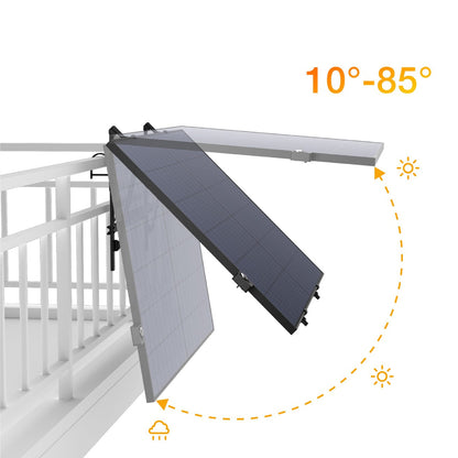 Solarmodul mit einachsigem Tracker für optimale Neigung von 10 bis 85 Grad bei Sonne und Regen