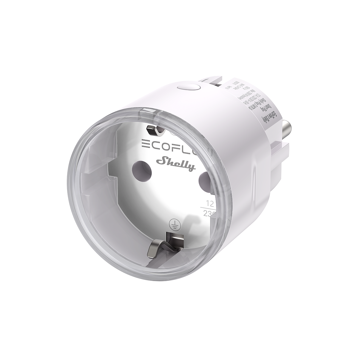 Weißer EcoFlow Smart Plug 2 mit Schutzkontakt für smarte Steuerung von Elektrogeräten zuhause