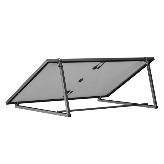 Rückansicht eines montierten Solarpanels auf verstellbarer Halterung für optimale Ausrichtung