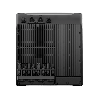 EcoFlow Stream Batterie Ultra X Rückseite mit Anschlüssen und Lüftungsschlitzen in schwarzem Design