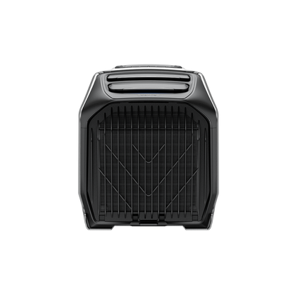 Frontansicht des EcoFlow Wave 3 Luftkühlers mit markanten Lüftergittern und Bedienfeld oben sichtbar.
